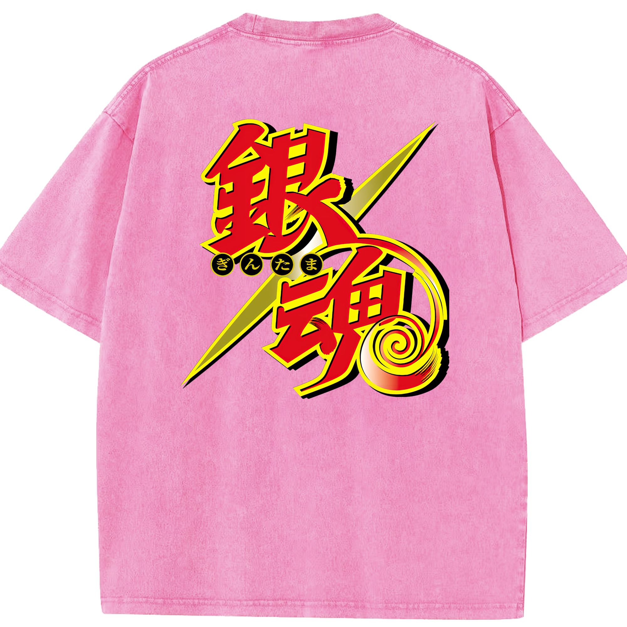 （画像用） ぎんたま 坂田銀時（さかたぎんとき） 神楽 志村新八（しむら しんぱち） GINTAMA Sakata Gintoki Kagura Shimura Shinpachi 綿100% ヴィンテージ風 半袖Tシャツ（背面プリント）